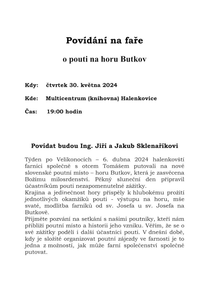 pozvánka na Butkov